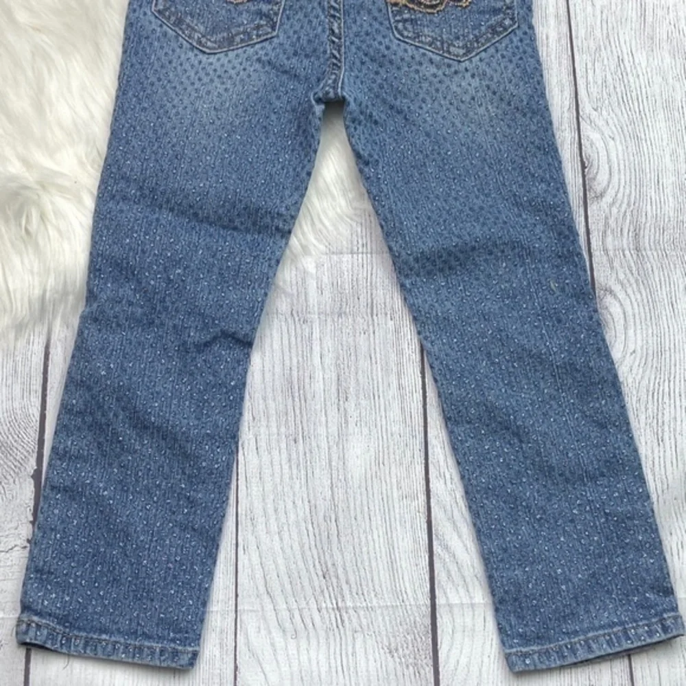 Arizona Jeans Co Skinny Jeans Toddler Girls Size 4T Silver Glitter Polka Dots